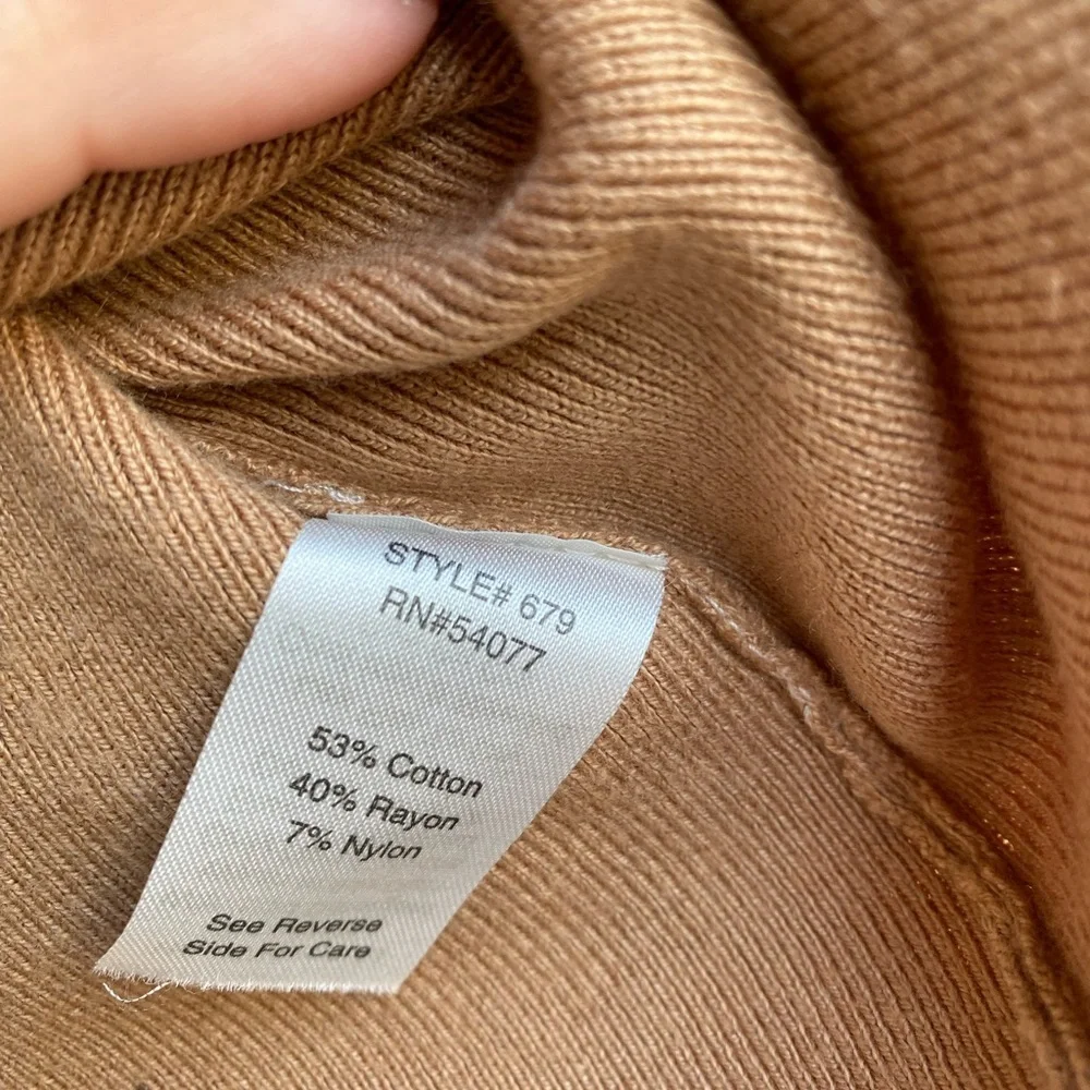 CAbi Brown Turtleneck Sweater with Fitted Silhouette lightweight